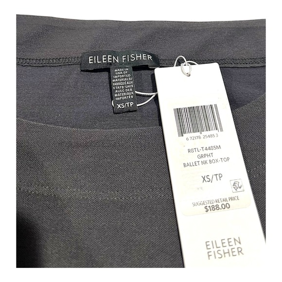 NWT Eileen Fisher Ballet Neck Box Top XS Charcoal Gray Long Sleeve MSRP $188 - Picture 8 of 15